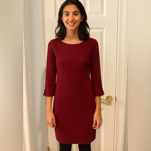 Ellie Kai Maroon Cranberry Sheath Dress with Bell Sleeves EUC